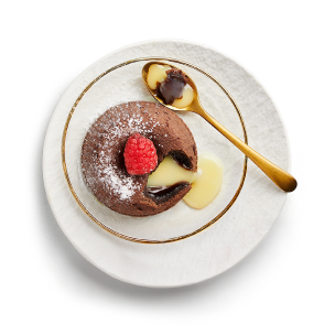 Soufflé de chocolate blanco
