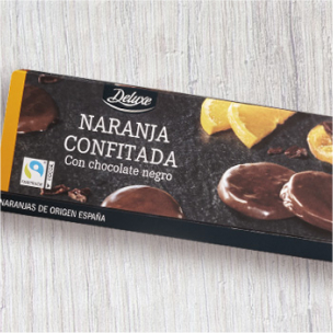 Naranja confitada bañada en chocolate negro Deluxe