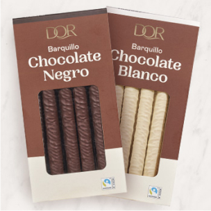 Barquillos de chocolate negro o blanco Dor
